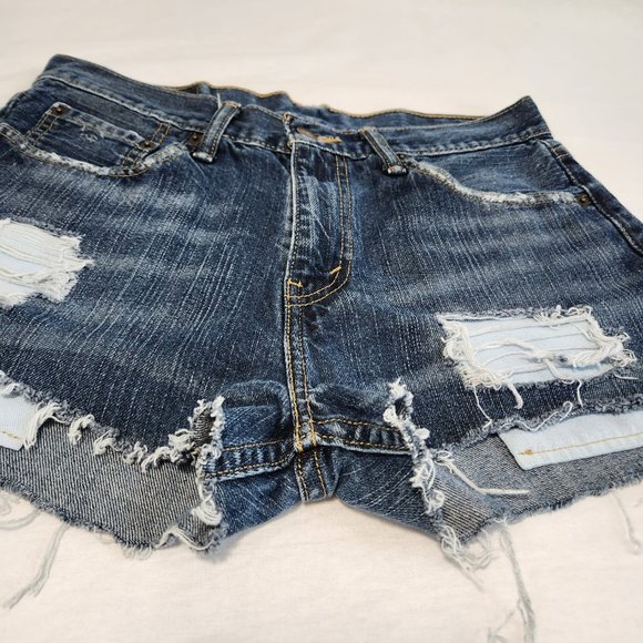LEVI'S 508 Jeans Shorts High Rise Distressed Size W30 L30 100% Cotton LIKE NEW! - Picture 9 of 16